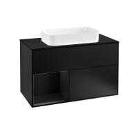 Тумба под раковину Villeroy & Boch Finion 1000х501 мм F652PDPD чёрный матовый/чёрный матовый
