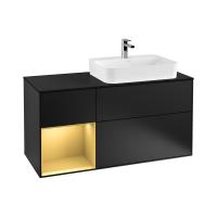 Тумба под раковину Villeroy & Boch Finion 1200х501 мм F392HFPD чёрный матовый/матовое золото