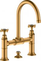 Смеситель для раковины Axor Montreux 220 ComfortZone на 2 отверстия 16510250 шлифованное золото