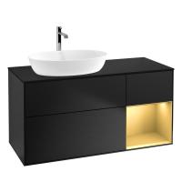 Тумба под раковину Villeroy & Boch Finion 1200х501 мм F812HFPD чёрный матовый/матовое золото