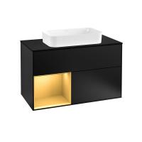 Тумба под раковину Villeroy & Boch Finion 1000х501 мм F652HFPD чёрный матовый/матовое золото