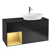 Тумба под раковину Villeroy & Boch Finion 1200х501 мм F802HFPD чёрный матовый/матовое золото