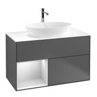Тумба под раковину Villeroy & Boch Finion 1000х501 мм F771MTGK матовый антрацит/белый матовый