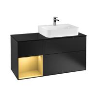 Тумба под раковину Villeroy & Boch Finion 1200х501 мм F142HFPD чёрный матовый/матовое золото