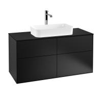 Тумба под раковину Villeroy & Boch Finion 1200х501 мм F26200PD чёрный матовый/чёрный