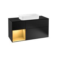 Тумба под раковину Villeroy & Boch Finion 1200х501 мм F702HFPD чёрный матовый/матовое золото
