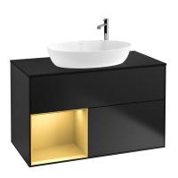 Тумба под раковину Villeroy & Boch Finion 1000х501 мм F892HFPD чёрный матовый/матовое золото