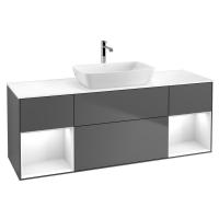 Тумба под раковину Villeroy & Boch Finion 1600х501 мм F861GFGK матовый антрацит/белый глянцевый