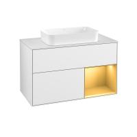 Тумба под раковину Villeroy & Boch Finion 1000х501 мм F661HFGF белый глянцевый/матовое золото
