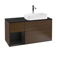 Тумба под раковину Villeroy & Boch Finion 1200х501 мм F272PDGN орех/чёрный матовый