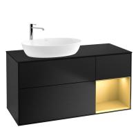 Тумба под раковину Villeroy & Boch Finion 1200х501 мм F932HFPD чёрный матовый/матовое золото