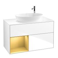 Тумба под раковину Villeroy & Boch Finion 1000х501 мм F891HFGF белый глянцевый/матовое золото