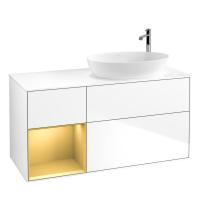 Тумба под раковину Villeroy & Boch Finion 1200х501 мм F921HFGF белый глянцевый/матовое золото