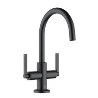 Смеситель для раковины Kludi Nova Fonte Puristic высокий поворотный излив, донный клапан 201183915 чёрный матовый