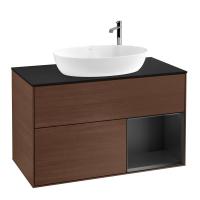 Тумба под раковину Villeroy & Boch Finion 1000х501 мм F902PDGN орех/чёрный матовый