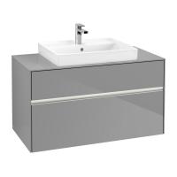 Тумба под раковину Villeroy & Boch Collaro 1000х500 мм с подсветкой C019L0FP серый глянцевый