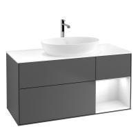 Тумба под раковину Villeroy & Boch Finion 1200х501 мм F831GFGK матовый антрацит/белый глянцевый