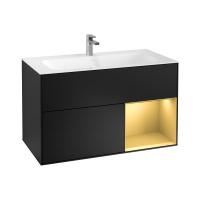Тумба под раковину Villeroy & Boch Finion 996х498 мм F040HFPD чёрный матовый/матовое золото