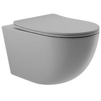 Унитаз подвесной с крышкой-сиденьем Aqueduto Ovo безободковый OVO0130 матовый серый