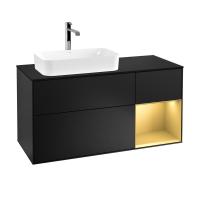 Тумба под раковину Villeroy & Boch Finion 1200х501 мм F282HFPD чёрный матовый/матовое золото
