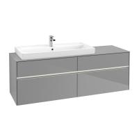 Тумба под раковину Villeroy & Boch Collaro 1600х500 мм с подсветкой C029L0FP серый глянцевый