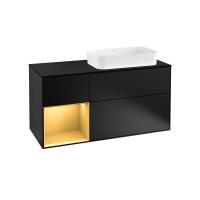 Тумба под раковину Villeroy & Boch Finion 1200х501 мм F682HFPD черный матовый/матовое золото