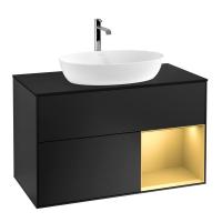 Тумба под раковину Villeroy & Boch Finion 1000х501 мм F782HFPD чёрный матовый/матовое золото