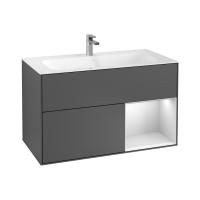 Тумба под раковину Villeroy & Boch Finion 996х498 мм F040GFGK матовый антрацит/белый глянцевый