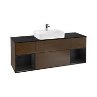 Тумба под раковину Villeroy & Boch Finion 1600х501 мм F452PDGN орех/чёрный матовый