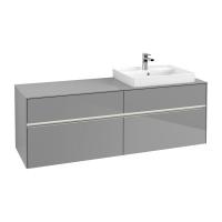 Тумба под раковину Villeroy & Boch Collaro 1600х500 мм с подсветкой C023L0FP серый глянцевый