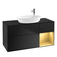 Тумба под раковину Villeroy & Boch Finion 1200х501 мм F952HFPD чёрный матовый/матовое золото