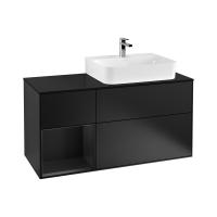 Тумба под раковину Villeroy & Boch Finion 1200х501 мм F142PDPD чёрный матовый/чёрный матовый