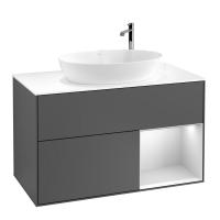 Тумба под раковину Villeroy & Boch Finion 1000х501 мм F901MTGK матовый антрацит/белый матовый