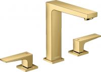 Смеситель для раковины Hansgrohe Metropol 160 ComfortZone 3 отверстия, донный клапан 32515990 золото полированное