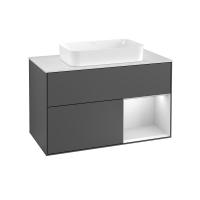 Тумба под раковину Villeroy & Boch Finion 1000х501 мм F661MTGK матовый антрацит/белый матовый