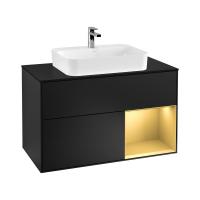 Тумба под раковину Villeroy & Boch Finion 1000х501 мм F372HFPD чёрный матовый/матовое золото