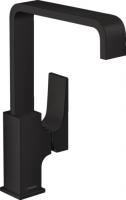 Смеситель для раковины Hansgrohe Metropol 230 ComfortZone высокий поворотный излив, донный клапан 32511670 чёрный матовый