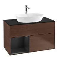 Тумба под раковину Villeroy & Boch Finion 1000х501 мм F772PDGN орех/чёрный матовый