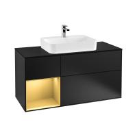 Тумба под раковину Villeroy & Boch Finion 1200х501 мм F412HFPD чёрный матовый/матовое золото
