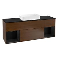 Тумба под раковину Villeroy & Boch Finion 1600х501 мм F742PDGN орех/чёрный матовый