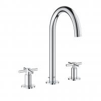 Смеситель для раковины Grohe Atrio M-Size 3 отверстия, высокий поворотный излив, донный клапан 20 008 003
