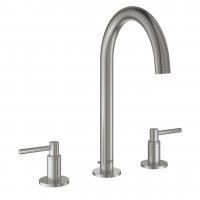 Смеситель для раковины Grohe Atrio M-Size 3 отверстия, высокий поворотный излив, донный клапан 20 009 DC3 суперсталь матовый