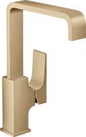 Смеситель для раковины Hansgrohe Metropol 230 ComfortZone высокий поворотный излив, донный клапан 32511140 бронза шлифованная