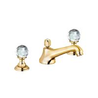 Смеситель для раковины Kludi 1926  Swarovski 3 отверстия, донный клапан 5104645G4 золото