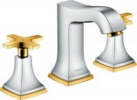 Смеситель для раковины Hansgrohe Metropol Classic 110 ComfortZone 3 отверстия, донный клапан 31306090 хром/золото