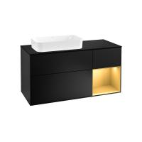 Тумба под раковину Villeroy & Boch Finion 1200х501 мм F692HFPD чёрный матовый/матовое золото