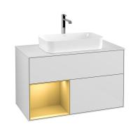 Тумба под раковину Villeroy & Boch Finion 1000х501 мм F241HFGF белый глянцевый/матовое золото