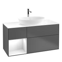 Тумба под раковину Villeroy & Boch Finion 1200х501 мм F821GFGK матовый антрацит/белый глянцевый