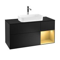 Тумба под раковину Villeroy & Boch Finion 1200х501 мм F302HFPD чёрный матовый/матовое золото