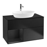 Тумба под раковину Villeroy & Boch Finion 1000х501 мм F772PDPD чёрный матовый/чёрный матовый